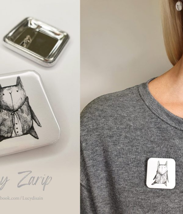 rinnamärk valge kassiga kandiline